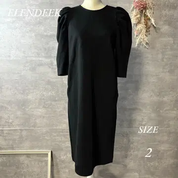 ELENDEEK 퍼프 슬리브 리브 원피스 블랙 2 사이즈