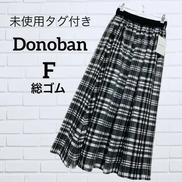 미사용 택 포함 Donoban 시어 체크 스커트 F 롱 전체 밴딩