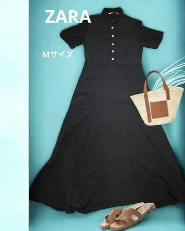 택 포함 미사용 자라 블랙 셔츠 원피스 M 블랙 롱 맥시