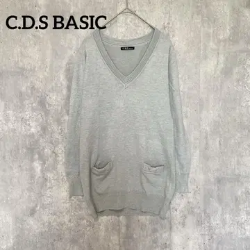 C.D.S. BASIC V넥 니트 스웨터 아이보리 그레이 L