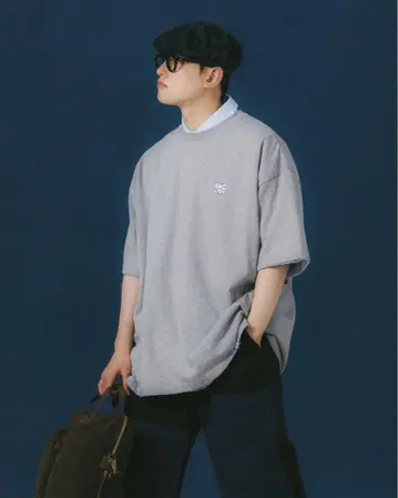 ANGLAN 앙란 티셔츠 로고 티 원포인트 그레이