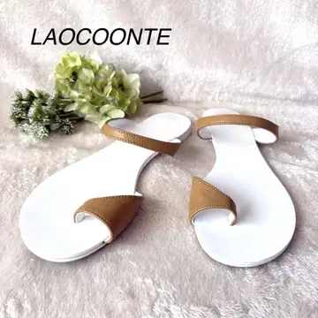LAOCOONTE 플립플랍 화이트/브라운 38