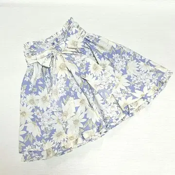 리즈리사 미니 스커트 꽃무늬 플레어 스커트 리본