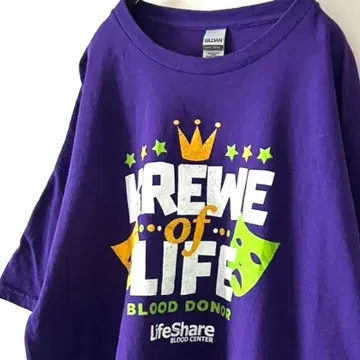 길단 KREWE LIFE 도너 티셔츠 XL 퍼플 보라색 구제 의류