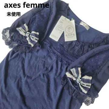 axes femme 반팔 상의 리본 레이스 미사용 y2k 네이비 컬러