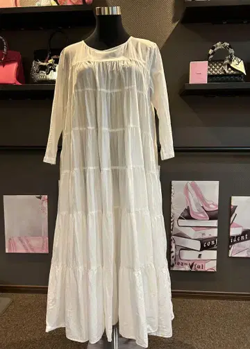 벌스데이 바쉬 원피스 코튼 티어드 원피스 긴팔