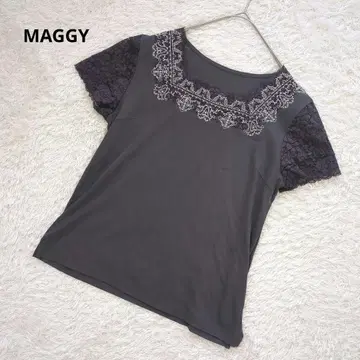 MAGGY 마기 티셔츠 반팔 L 사이즈 자수 일본제