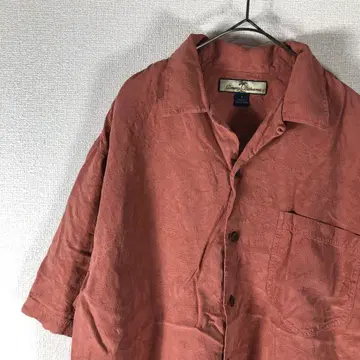 타미힐피거 반팔 셔츠 알로하 오픈 카라 실크 패턴 M 1779
