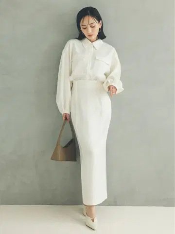 anuans 더블 새틴 내로우 스커트