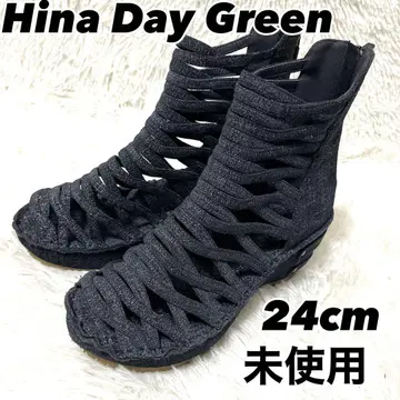 미사용 새상품 히나데이 그린 글래디에이터 데님 L 24cm 샌들