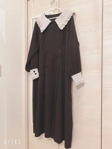 유메텐보 더블 버튼 세일러 프릴 칼라 원피스 6L