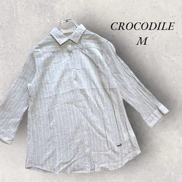 CROCODILE M 7부 기장 셔츠 스트라이프 시어 셔츠 원 포인트