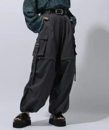 HARE 2WAY 메탈 카고 팬츠 그레이