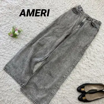 AMERI 아메리 와이드 블랙 데님 팬츠 청바지