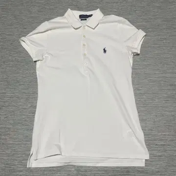 랄프 로렌 폴로 셔츠 화이트 여성용 M 포니 자수 슬림 핏