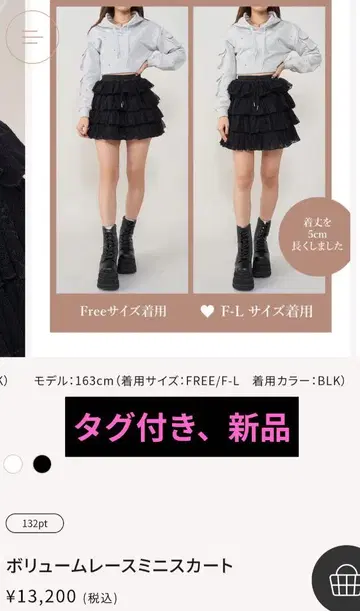 Darich 다리치 볼륨 레이스 미니 스커트 Free-L