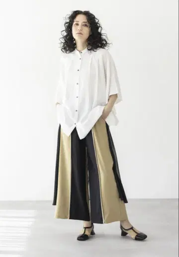 오즈모시스 쉬폰 레이어드 절개 팬츠