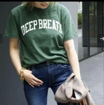 DEEP BREATH 그린 티셔츠 프리 사이즈