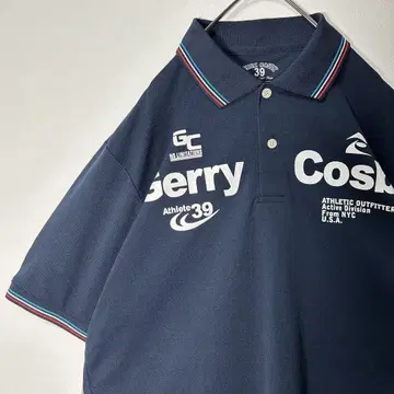gerry cosby 폴리 셔츠 하프 버튼 빅 로고 프린트 로고 네이비