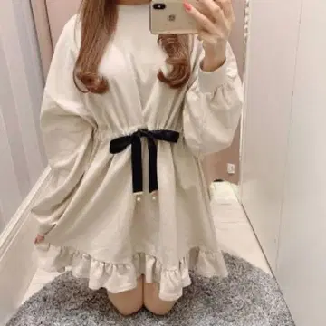 evelyn 펄 개더 맨투맨 원피스 트레이닝복 원피스