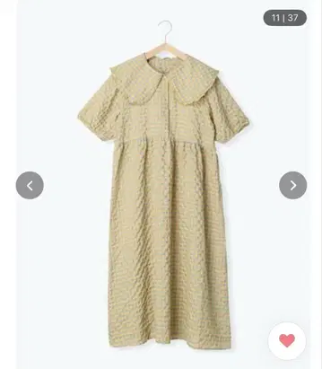 에카 소포 깅엄 체크 빅 옷깃 원피스