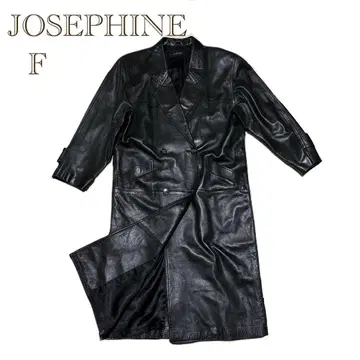 JOSEPHINE 블랙 롱 가죽 코트 자켓 시프 내퍼 양가죽