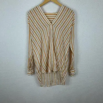 HELMUT LANG 블라우스 스트라이프 V넥 긴팔 풀오버 구제 의류