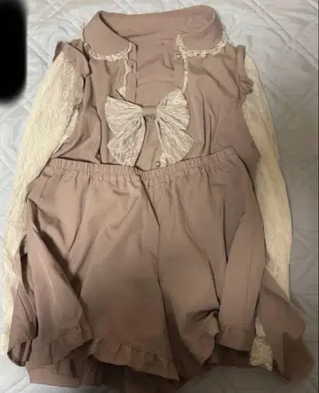 사키마루짱 소매 레이스 리본 셋업 양산형 3L 핑크