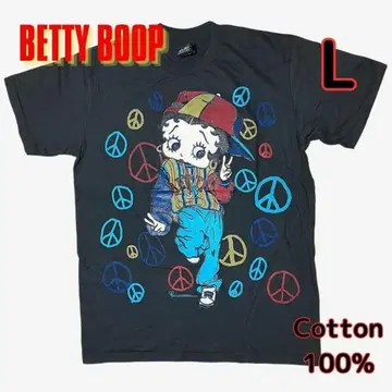 티셔츠 L 블랙 BETTY BOOP 베티 빅 프린트 새상품