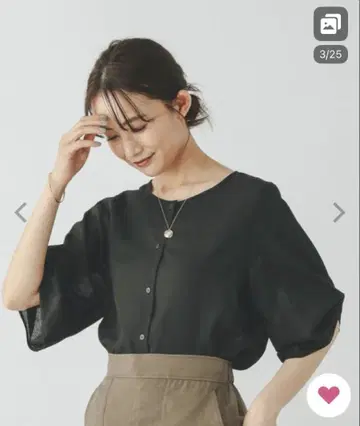 글로벌 워크 이번 시즌 소매 턱 블라우스 M 블랙 검정