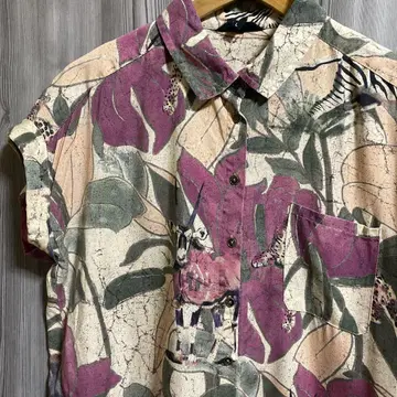 n32 Desigual 시마, 레오파드, 애니멀 꽃무늬 슬리브리스 셔츠