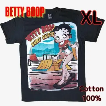 티셔츠 XL 블랙 BETTY BOOP 베티 빅 프린트 스케이트보드 새상품