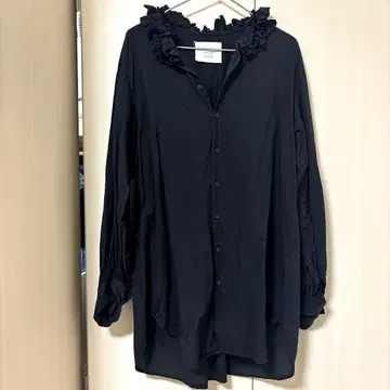 크링클 크링클 크링클 프릴 칼라 셔츠