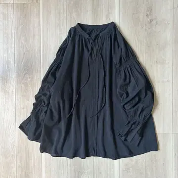 새상품급 라운지 드레스 블랙 시어 코튼 블라우스 면 볼륨 소매