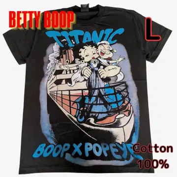 티셔츠 L 블랙 BETTY BOOP 베티 빅 프린트 새상품