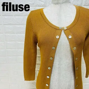 filuse 머스타드 컬러 반소매 가디건 버튼 포함 새상품급 [17]