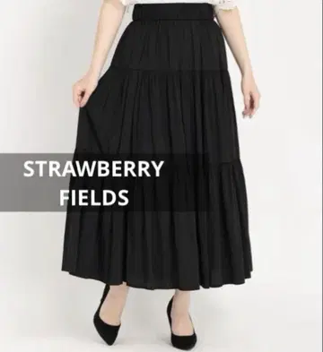 STRAWBERRY-FIELDS 새틴 티어드 스커트 블랙