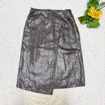 SVINSVING 린넨 100% 랩스커트 메탈릭 그레이 42