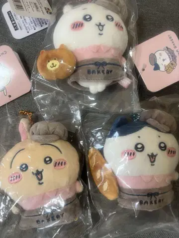 새상품 치이카와 베이커리 한정판 스태프 마스코트 3개 세트 하치와레 토끼