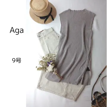 새상품 Aga 아가 야마다야 리브 썸머 니트 코튼 라이트 그레이