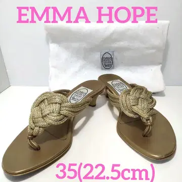 EMMA HOPE 뜨개질 끈 플립플랍 샌들 골드 35 084