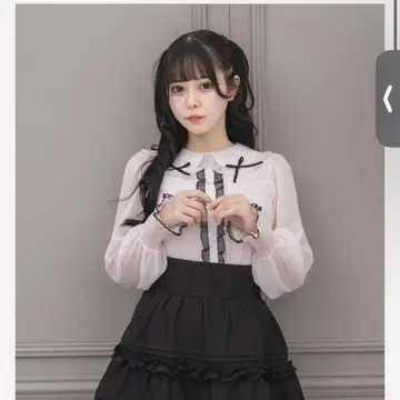 프릴 칼라 리본 쉬폰 블라우스
