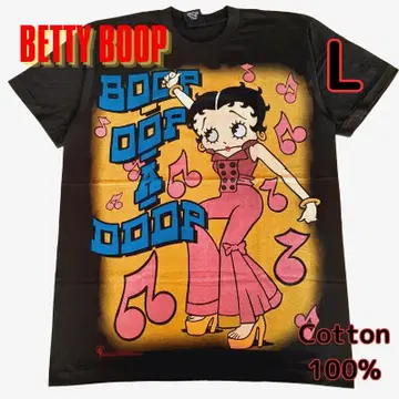 티셔츠 L 블랙 BETTY BOOP 베티 댄스 빅 프린트 새상품