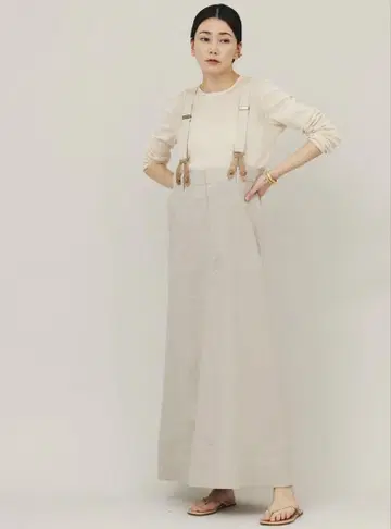 린넨 서스펜더 스커트