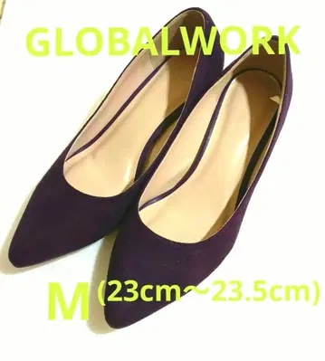 GLOBALWORK 퍼플 스웨이드 스틸레토 펌프스 청키