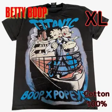 남성용 티셔츠 XL 블랙 BETTY BOOP 베티 빅 프린트 새상품