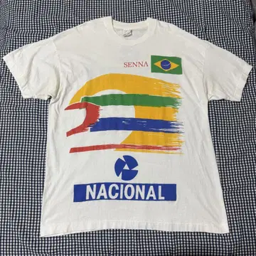 Ayrton Senna 세나 나시오날 티셔츠 XL 사이즈 화이트