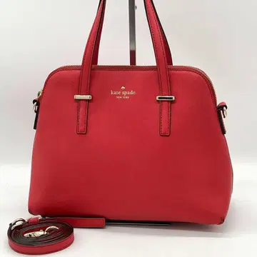 컨디션 최상] kate spade 돔형 핸드백 2way 가죽 레드