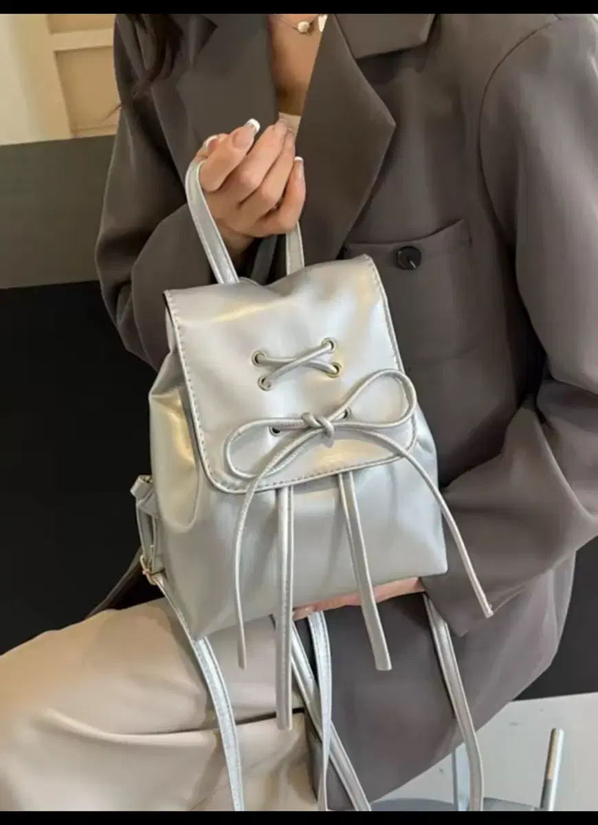 Silver Mini Backpack Balletcore Ribbon Bag Mini Backpack Silver Bag