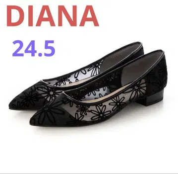 신상품 미사용 DIANA 다이애나 24.5 플랫슈즈 블랙 L